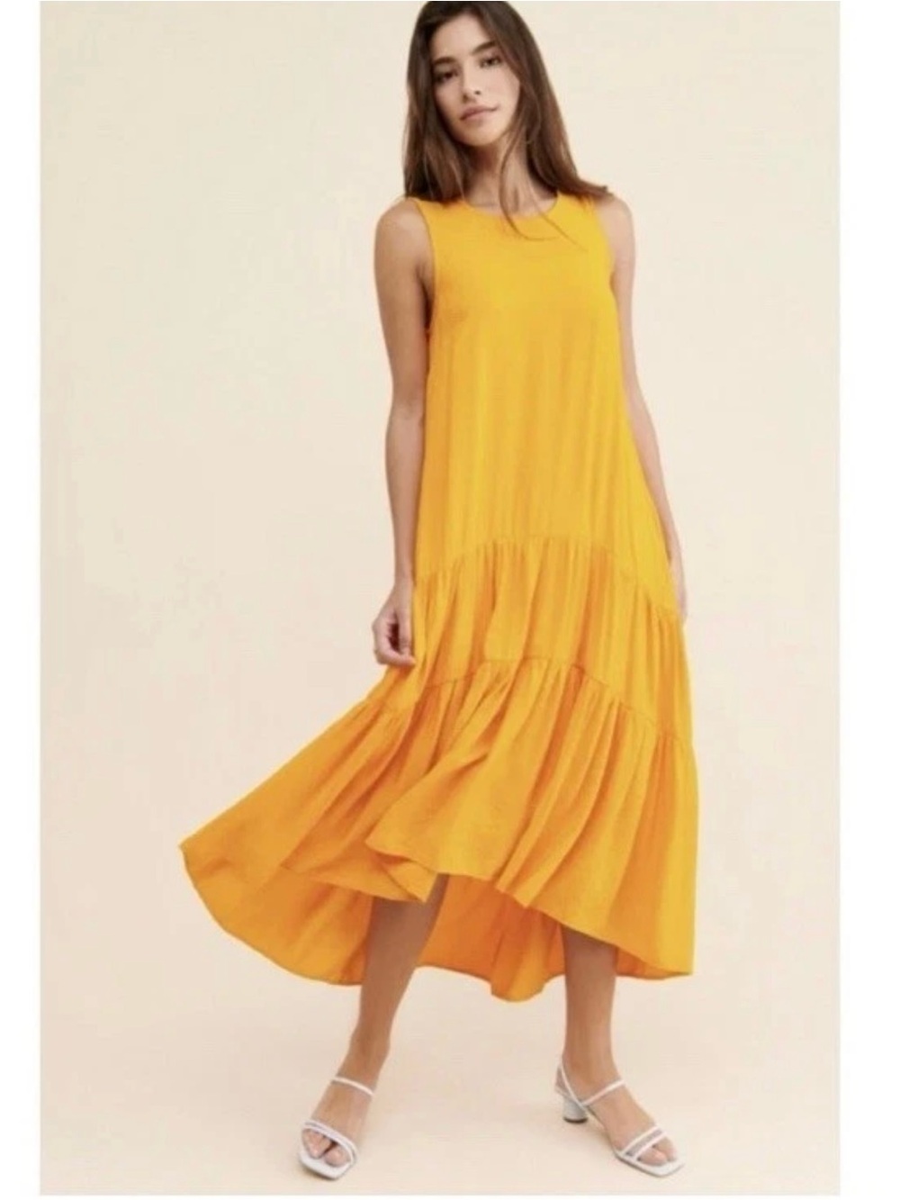 Maeve Anthropologie Marlene Marigold Orange Tiered Maxi Dress M NWT Pockets